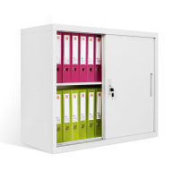 洛克菲勒 LUO KE FEI LE 高760铁移门办公柜(带锁) 白色 760×900×400MM