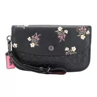 COACH 蔻驰 奢侈品 女士专柜款小号黑色印花皮革钱包手拎包