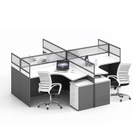 洛克菲勒 LUO KE FEI LE 隔断型办公桌组合 十字型四人(含柜+椅子) 2800×2800×1100MM