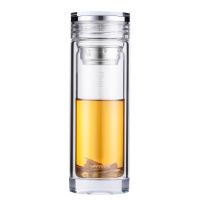 亚泰 YT-6525 水晶杯 加厚隔热双层杯 360ML 银色 (1个装)(单位:件)