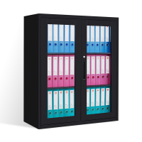 洛克菲勒 LUO KE FEI LE 高1090高玻璃开门文件柜 黑色 1090×900×400MM