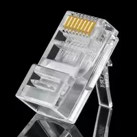 安亿通RJ45水晶头 超五类网络三叉芯片水晶头,非屏蔽,RJ45镀金网线水晶头