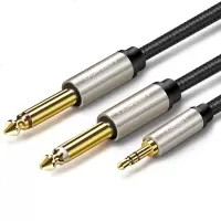 绿联(Ugreen) 3.5mm转双6.5mm一分二音频线 6.35大二芯立体声转接线手机笔记本电脑音响箱调音台连接线