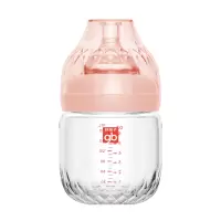 好孩子新生儿玻璃奶瓶宝宝玻璃奶瓶宽口径防胀气防呛奶180ml藕粉色