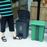 塑料垃圾桶脚踏式学校社区垃圾回收箱-颜色随机