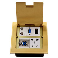 音频式免焊插座话筒地插全铜地面卡农开启翻盖HDMI高清多媒体VGA (网电话+HDMI+VGA+母卡农+5孔电源)