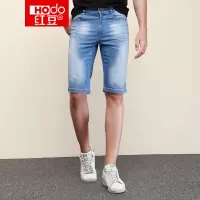 HODO红豆男装 夏季男士牛仔短裤 休闲简约浅色宽松牛仔五分裤短裤男