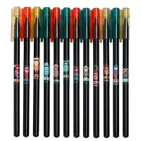 真彩(TRUECOLOR)0.35mm黑色中性笔签字笔水笔 全针管 12星座联盟系列 12支/桶 GP7037