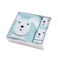 金号纯棉卡通小狗毛巾方巾浴巾三件套礼盒G1850高档礼盒 柔软舒适 居家生活 节日送礼 吸水耐用