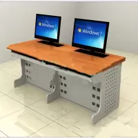 晶翼月牙形钢木双人为升降电脑桌/BRZ2-1506含22寸铝合金面板升降机