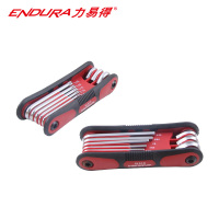 力易得(ENDURA)8件套折叠式公制平头内六角 铬钒钢扳手组套 E1574 1把