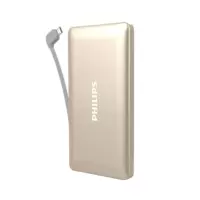 飞利浦 PHILIPS 聚合物充电宝 DLP6100 10000毫安 (金色) 手机通用超薄 自带充电线