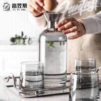 富昱景 北欧轻奢高硼硅凉水壶家用简约玻璃套装水具大容量耐热果汁花茶1.2L一壶四杯 带托盘