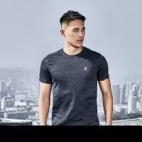 男服短袖圆领T恤衫健身打底上衣 XHS2371267 黑灰 2XL