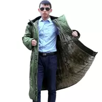 军迷用长款加毛棉军大衣老式劳保绿大衣 加毛款 毛军绿色 均码