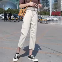 苼荟排扣工装裤女显瘦高腰小个子宽松bf2020年新款束脚运动学生休闲裤子潮sh158