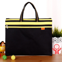 真彩 真彩A4文件袋 ZC-828 彩色双层拉链手提文件包 办公防水公文袋帆布资料包 黑色