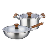 艾铂赫(IBOH)铂爵 臻藏两件套BH-T528 不锈钢30cm炒锅+20cm汤锅 煤气灶家用 防烫隔热手柄