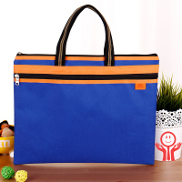 真彩 真彩A4文件袋 ZC-828 彩色双层拉链手提文件包 办公防水公文袋帆布资料包 深蓝色