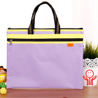 真彩 真彩A4文件袋 ZC-828 彩色双层拉链手提文件包 办公防水公文袋帆布资料包 紫色