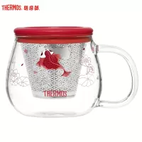 膳魔师,膳魔師(THERMOS)玻璃杯 TCGH-440-S-RD(LUCK)锦鲤系列玻璃花茶杯 440ml 通用