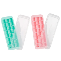 茶花硅胶冰格制冰盒带盖自制做冰球家用小型速冻器冰箱冻冰块模具[橙色]