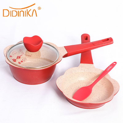 韩国迪迪尼卡（Didinika）宝宝辅食锅婴儿奶锅16cm小锅平底锅煎锅炒锅麦饭石不粘锅煮面热牛奶锅