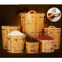 实木家用米面粉密封容器装面桶厨房防潮真空收 容量50KG(米桶)