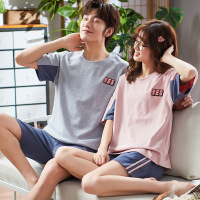 俞兆林情侣睡衣夏季薄款纯棉可爱圆领短袖短裤男女士全棉运动休闲家居服套装