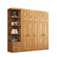 茂楠 实木衣柜组合对开衣橱现代简约家具中式衣柜+边柜 榉木色五门