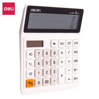 得力 双电源桌面计算器 12位宽屏财务计算器 白色1676