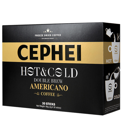 马来西亚进口奢斐CEPHEI冷热双泡冻干美式黑咖啡30条盒装速溶咖啡粉