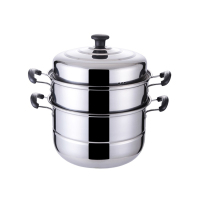 龙力 钢筋锅不锈钢天然气用蒸锅蒸笼家用燃气灶专用钢精锅无绣钢锅(QH)