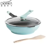 迪迪尼卡（Didinika）麦饭石炒锅无油烟不粘锅立盖平底锅32cm炒锅带木铲