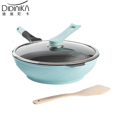 迪迪尼卡（Didinika）麦饭石炒锅无油烟不粘锅立盖平底锅32cm炒锅带木铲