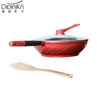 迪迪尼卡（Didinika）麦饭石炒锅无油烟不粘锅立盖平底锅32cm炒锅带木铲