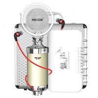 魅声 T8-2 直播设备全套主播外置声卡套装 电容麦克风手机电脑K歌抖音台式通用全民录音网红唱歌专用话筒神器 银色