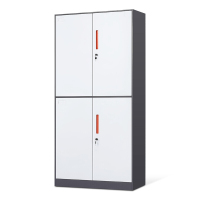 中伟文件柜办公柜钢制铁皮柜资料柜档案柜储物拆装柜灰白通双节橘色拉手加厚款