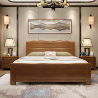 森浦洁 实木床1.2米深色橡木