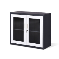 中伟文件柜办公矮柜钢制铁皮档案柜灰白套色760高对开