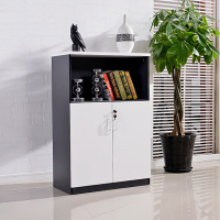 中伟木质二门储物柜文件柜带锁小柜子员工办公柜茶水柜收纳柜档案柜资料柜打印机柜800*400*1200mm