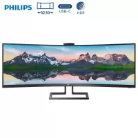 飞利浦 43英寸32:10睿景超宽带鱼屏2K双USB-C 60W曲面升降底座 HDR400 电脑显示器屏439PH1