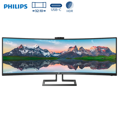 飞利浦 43英寸32:10睿景超宽带鱼屏2K双USB-C 60W曲面升降底座 HDR400 电脑显示器屏439PH1