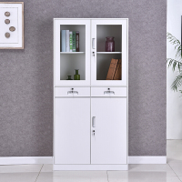 中伟文件柜办公柜钢制铁皮资料档案储物拆装柜薄边中二斗器械纯白色加厚款