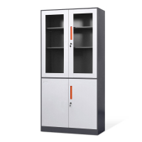 中伟文件柜办公柜钢制铁皮柜资料柜档案柜储物拆装柜灰白大器械橘色拉手加厚款