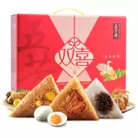 五芳斋 五芳双喜粽子礼盒 (100克*2只*3袋)鲜肉 豆沙 栗子鲜肉各2只 50g咸鸭蛋6枚 1140克