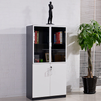 中伟木质文件柜简约现代玻璃书柜自由组合文件柜办公书柜储物柜收纳柜资料柜档案柜800*400*1600mm