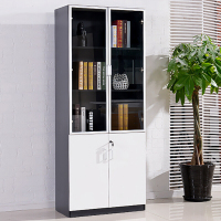 中伟木质文件柜简约现代玻璃书柜自由组合文件柜办公书柜储物柜收纳柜资料柜档案柜800*400*2000mm