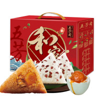 五芳斋 和家五芳粽子盒装(100克*2只*3袋)蛋黄猪肉 赤豆 玉米薯各2 只 50g咸鸭蛋4枚 25g绿豆糕4块 95