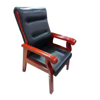 正鹏教学设备 JH 加厚皮质办公椅 会议椅 实木电脑椅 木质办公椅 职员椅 会议椅黑色
